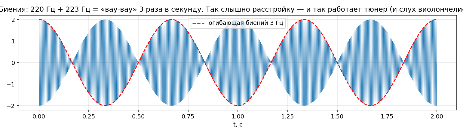 Биения двух близких частот